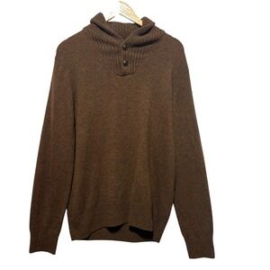 J Crew Men Merino Wool Blend Shawl Collar‎ Sweater M Brown Chunky Knit Classic